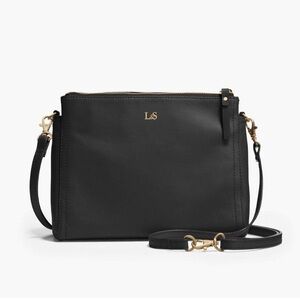 Lo & Sons Black Pearl Crossbody Bag with Gold Accents - Nappa Leather